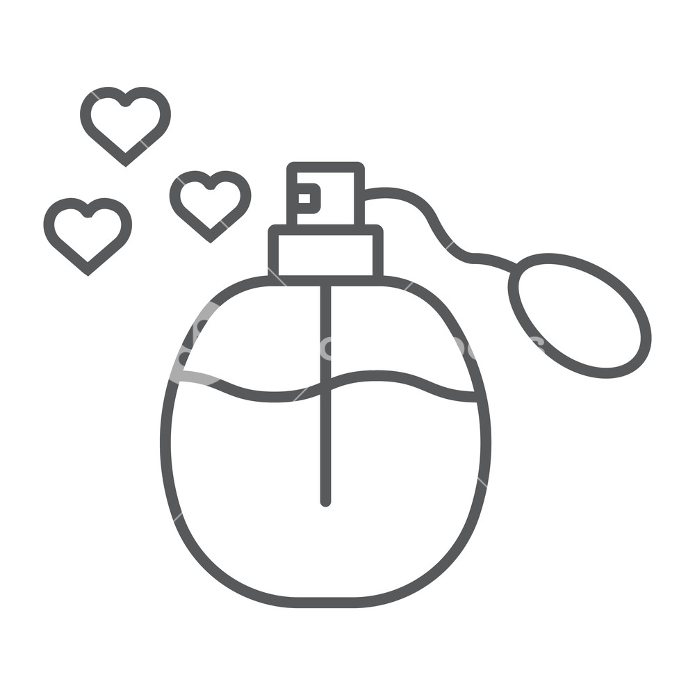 1000x1000 Love Perfume Thin Line Icon, Aroma And Romantic, Fluid Bottle Sign