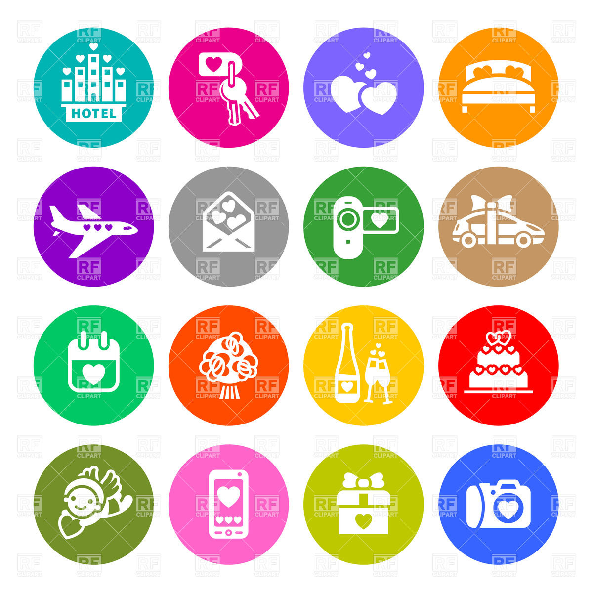 1200x1200 Romantic Travel And Honeymoon Icons Vector Image Of Travel