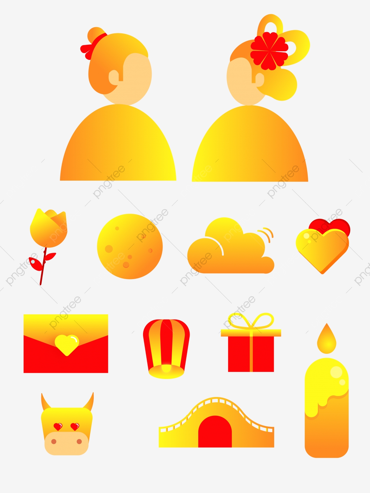 1200x1597 Tanabata Festival Golden Gradient Romantic Icon Element, Cowherd