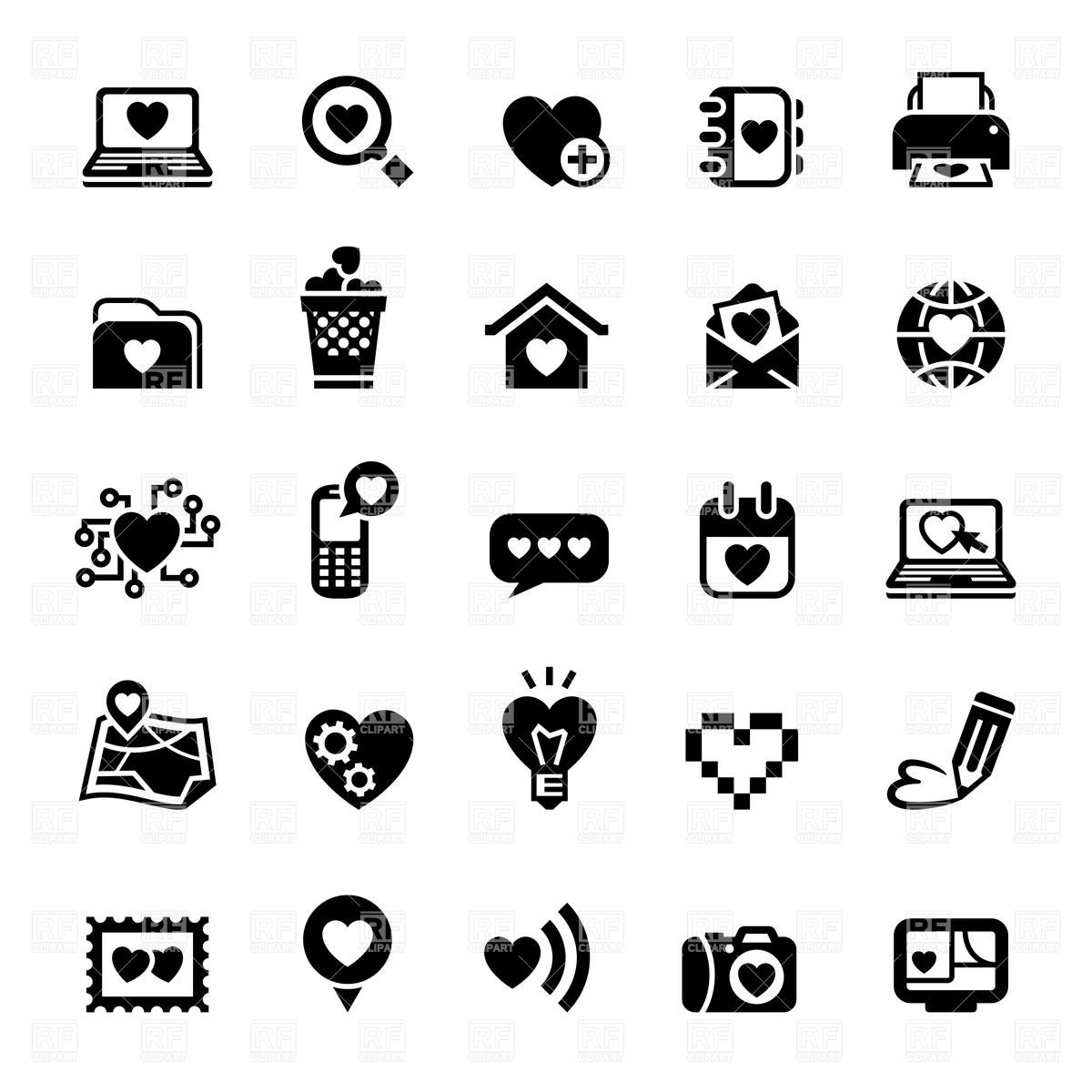 1200x1200 Dating And Valentine's Day Romantic Icons Vector Image Of Icons