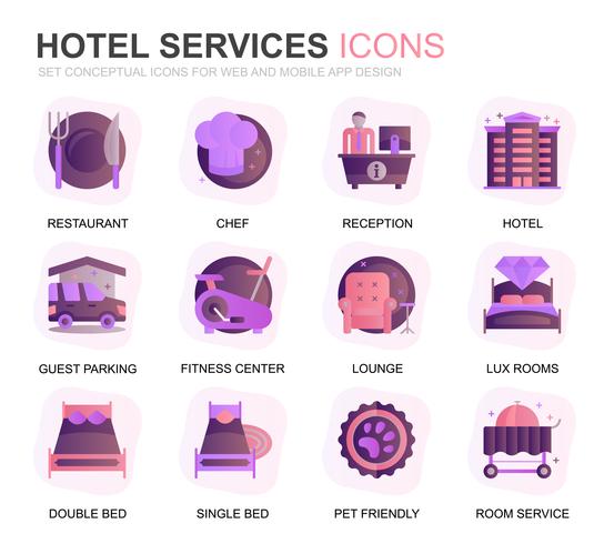 544x490 Modern Set Hotel Service Gradient Flat Icons For Website