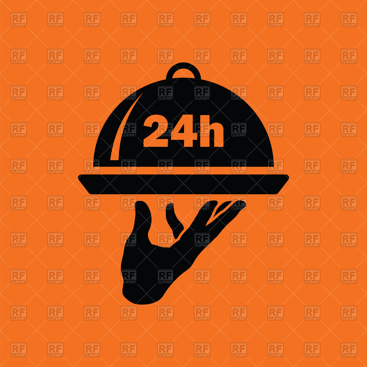 1200x1200 Hour Room Service Icon On Orange Background Vector Image