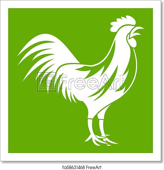561x581 Free Art Print Of Gallic Rooster Icon Green Gallic Rooster Icon