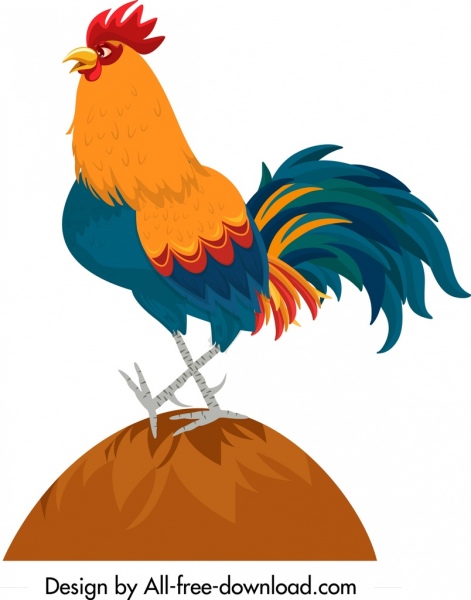 471x600 Rooster Icon Colored Cartoon Character Free Vector In Adobe