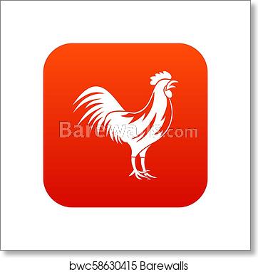 362x382 Gallic Rooster Icon Digital Red, Art Print Barewalls Posters