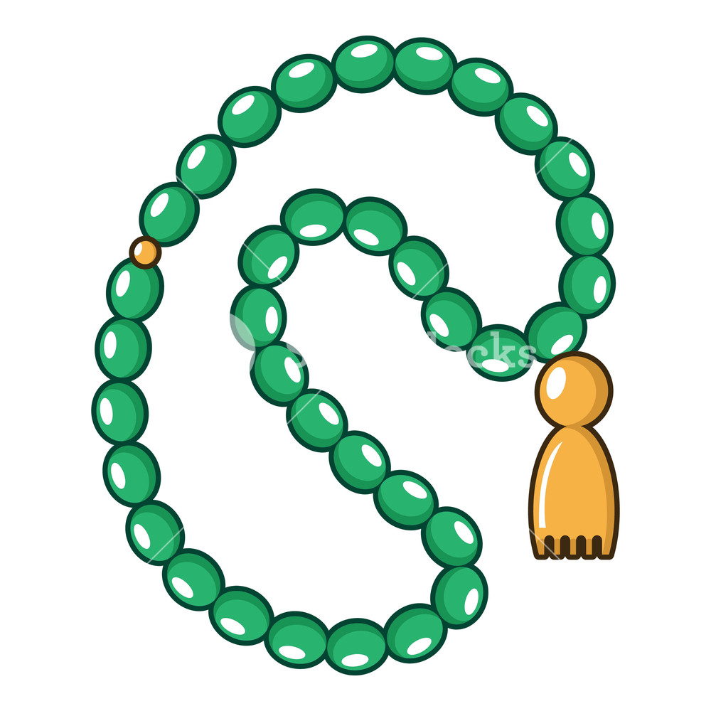 1000x1000 Green Rosary Icon Cartoon Illustration Of Green Rosary Vector