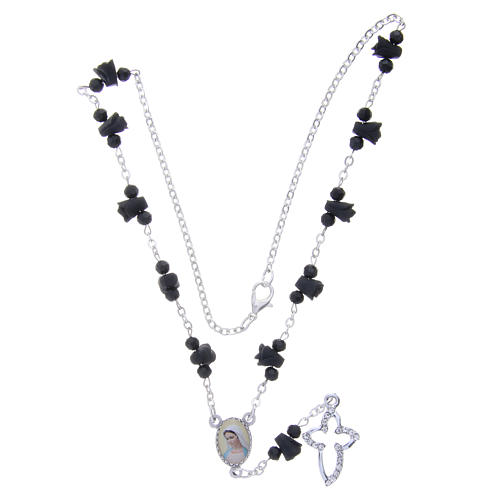 500x500 Medjugorje Rosary Necklace With Black Ceramic Roses And Icon