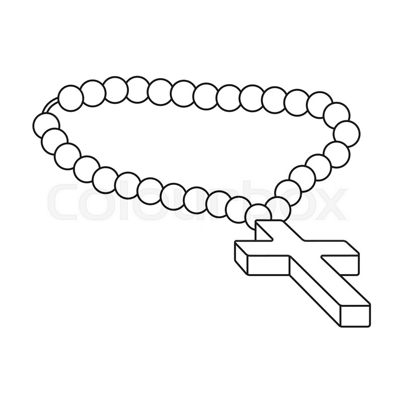 800x800 Christian Rosary Icon In Outline Style Stock Vector Colourbox