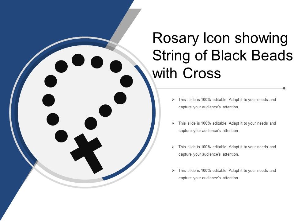 960x720 Rosary Icon Showing String Of Black Beads With Cross Powerpoint