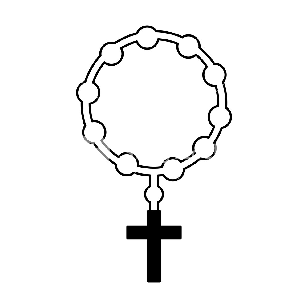 1000x1000 Rosary Religious Isolated Icon Vector Illustration Design Royalty