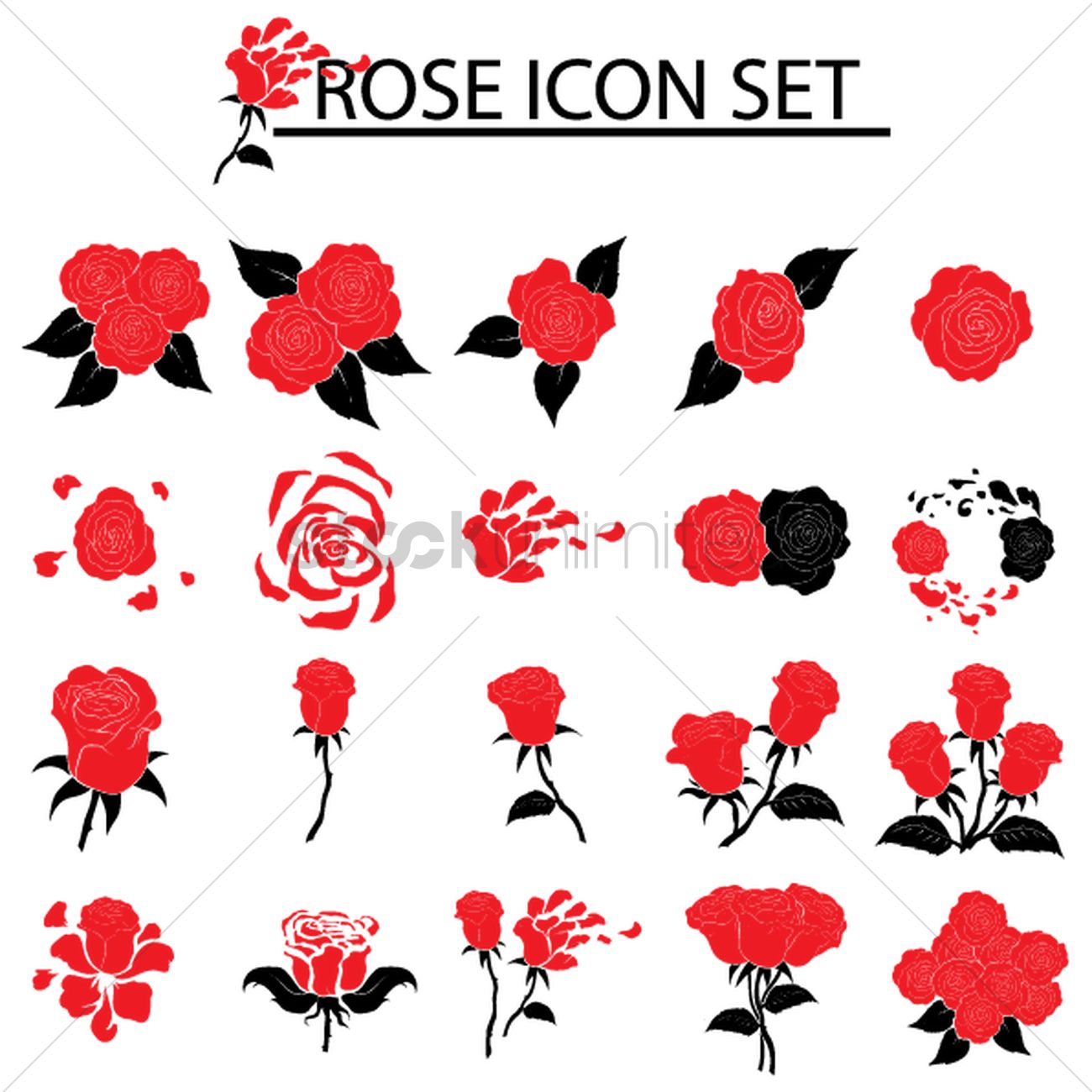 1300x1300 Rose Icon Set Vector Image