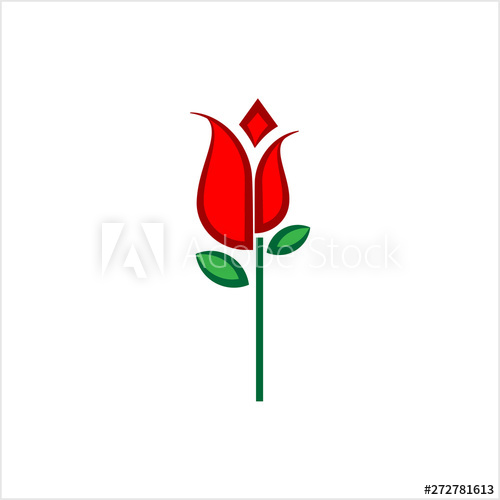 500x500 Rose Icon, Rose Bud And Leaf