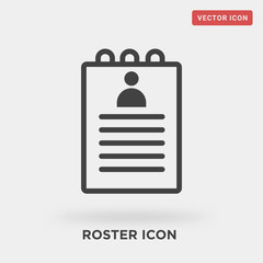 240x240 Roster Icon On Grey Background, In Black, Vector Icon Illustration