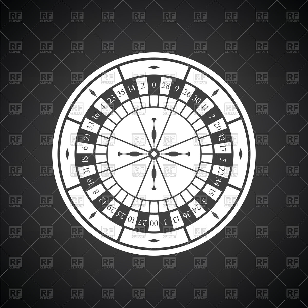 1200x1200 Roulette Wheel Icon On Black Background Vector Image Of Icons