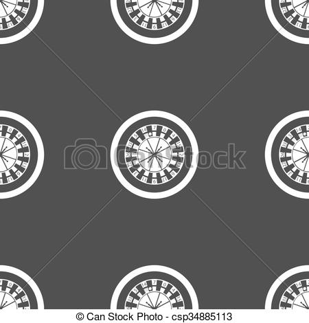 450x470 Casino Roulette Wheel Icon Sign Seamless Pattern On A Gray