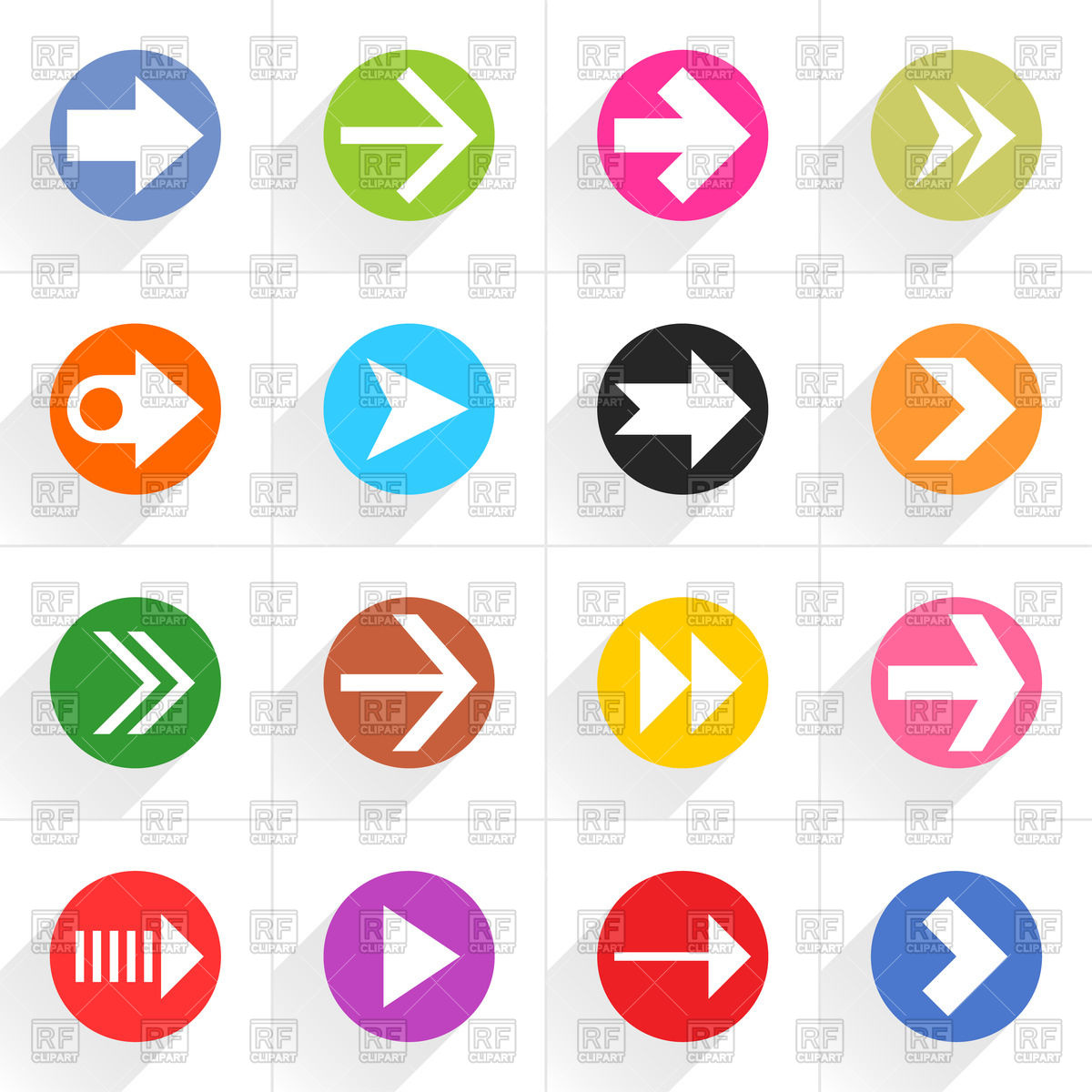 1200x1200 Colored Round Arrow Icons With Long Shadow Vector Image Of Signs