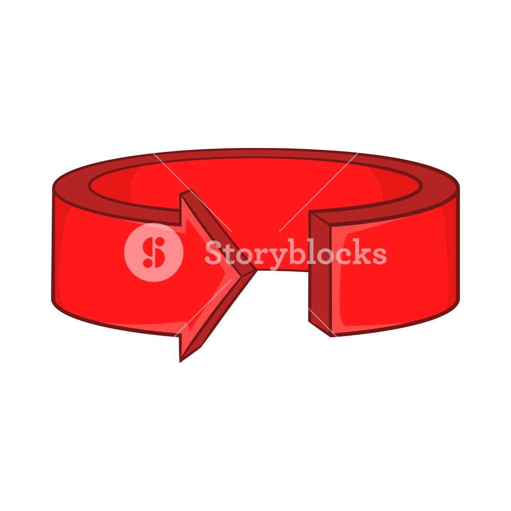 1000x1000 Red Round Arrow Icon In Cartoon Style On A White Background Vector
