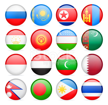 451x440 Round Flag Icon Collection Asia Stock Vector