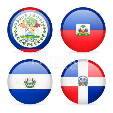 440x440 Round Flag Icon Collection Central America Stock Vector