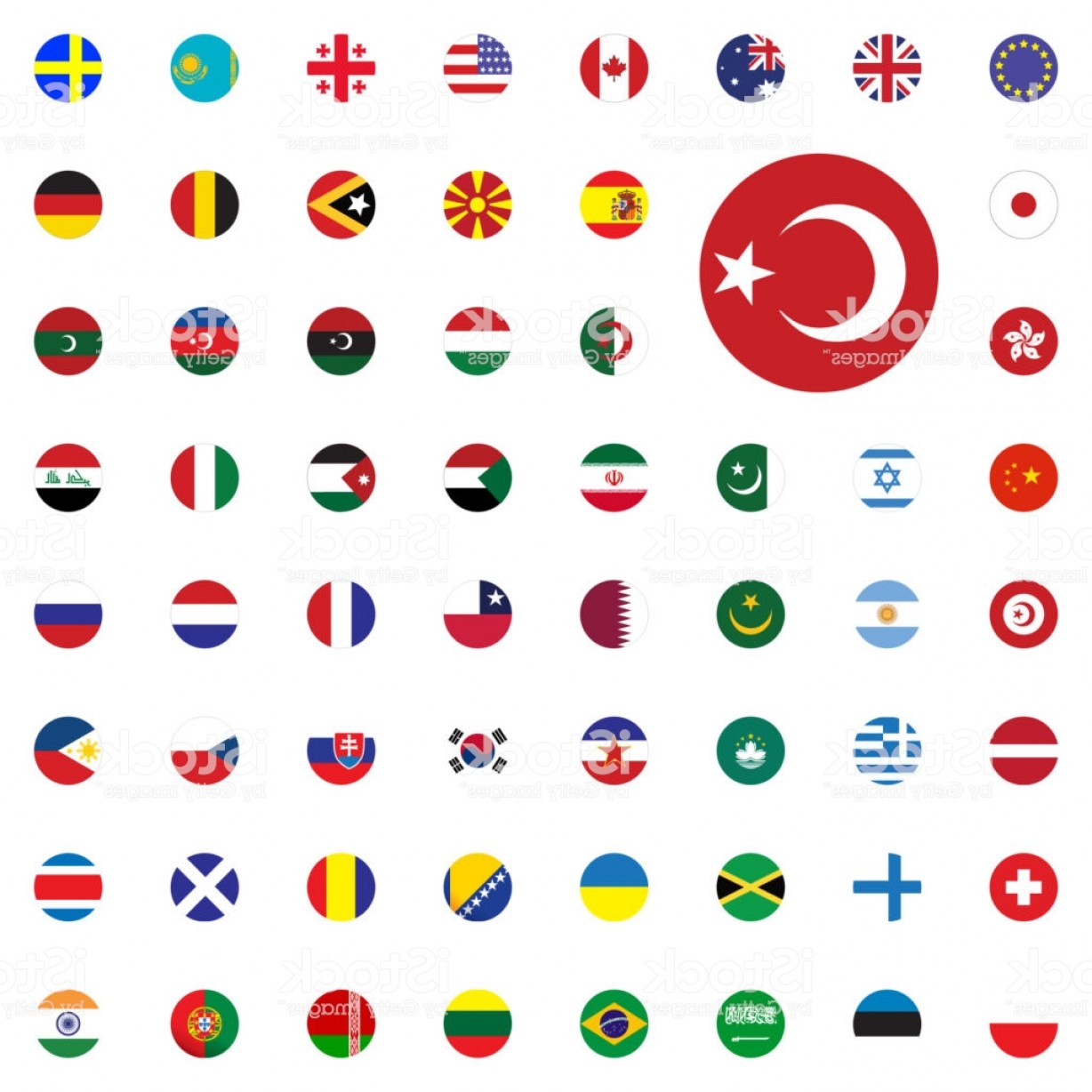 1228x1228 Turkey Round Flag Icon Round World Flags Vector Illustration Icons