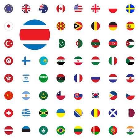 450x450 Costa Rica Round Flag Icon Round World Flags Vector Illustration