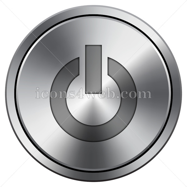 600x600 Power Button Icon Round Icon Imitating Metal