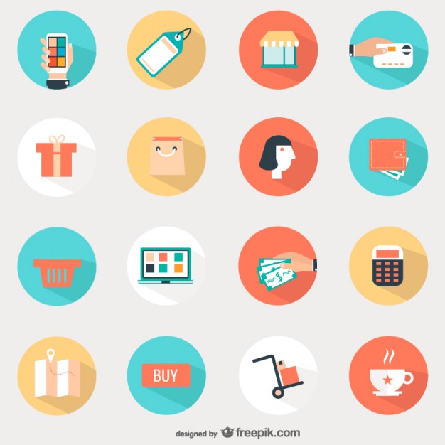 626x626 Shopping Round Icons Set Vector Free Download