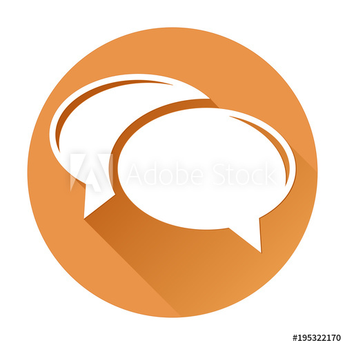 500x500 Speech Bubbles Orange Round Icon With White Sign