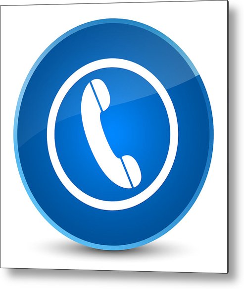 493x582 Phone Icon Elegant Blue Round Button Metal Print