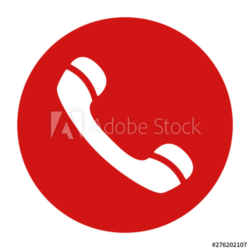 500x500 Phone Icon Flat Red Round Button Vector Illustration