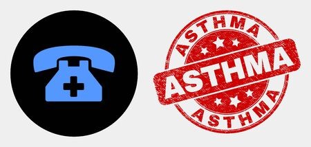 450x214 Rounded Medical Phone Icon And Asthma Seal St Red Round