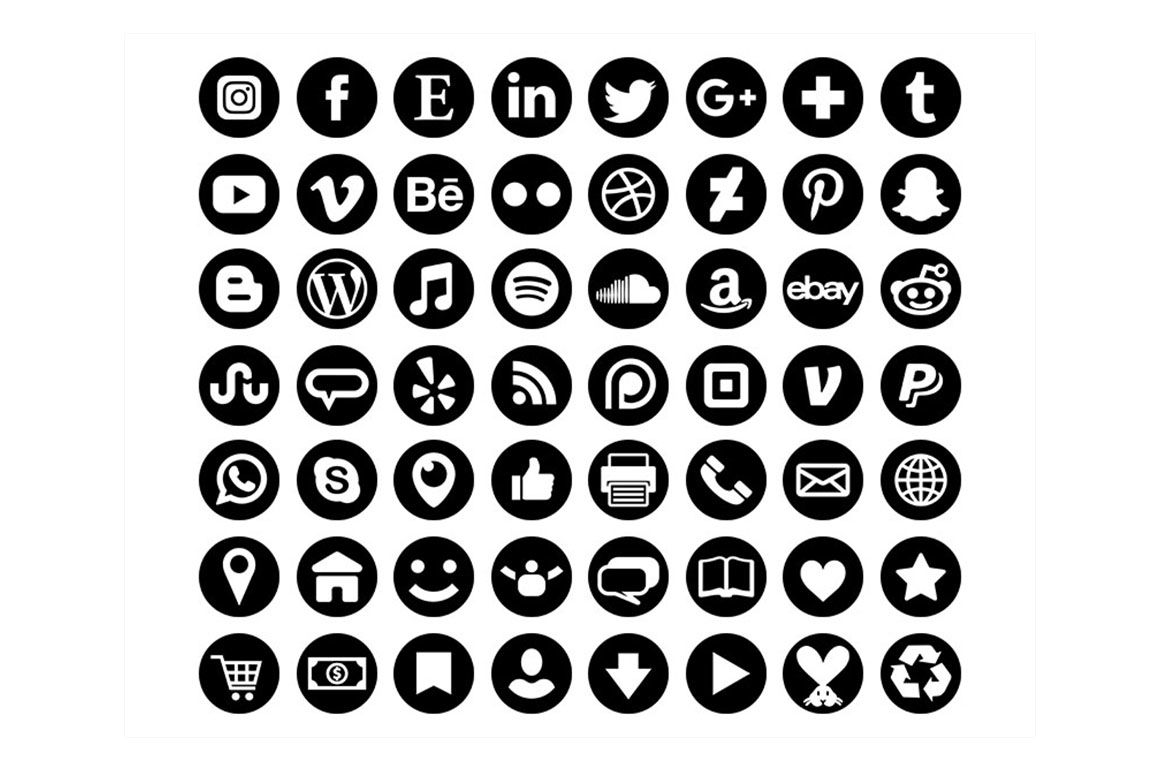 1160x772 Black Round Social Media Icons