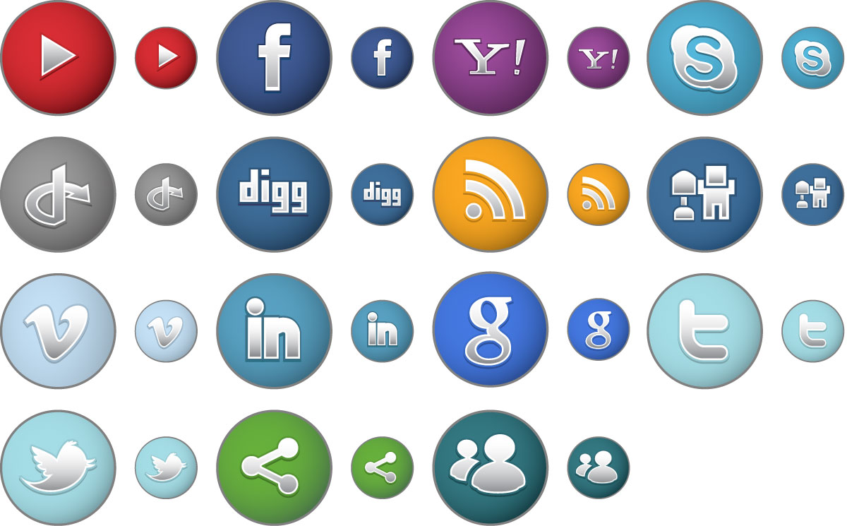 1200x745 Colored Round Social Icons