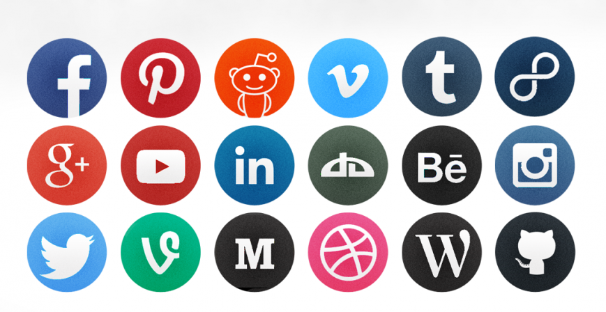 869x448 Free Round Social Media Icons