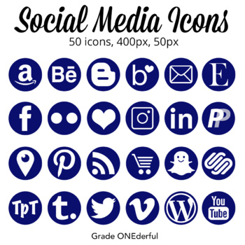 Navy Social Media Icons, Round Social Icons, Popular Icons 350x350 Navy Social Media Icons, Round Social Icons, Popular Icons