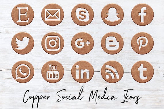 Vintage Copper Social Icons Set, Antique Copper Social Media Icons 570x380 Vintage Copper Social Icons Set, Antique Copper Social Media Icons