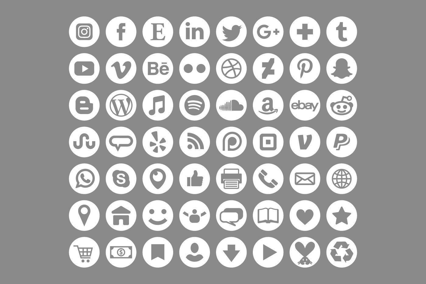 White Round Social Media Icons 1400x933 White Round Social Media Icons
