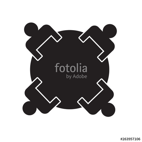 500x500 People Around The Round Table Icon Vector Illustration Stock