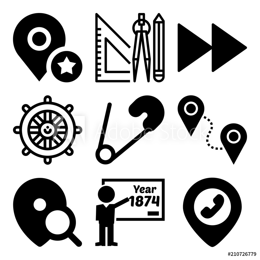 1000x1000 Photo Art Print Vector Icon Set About Location With Icons
