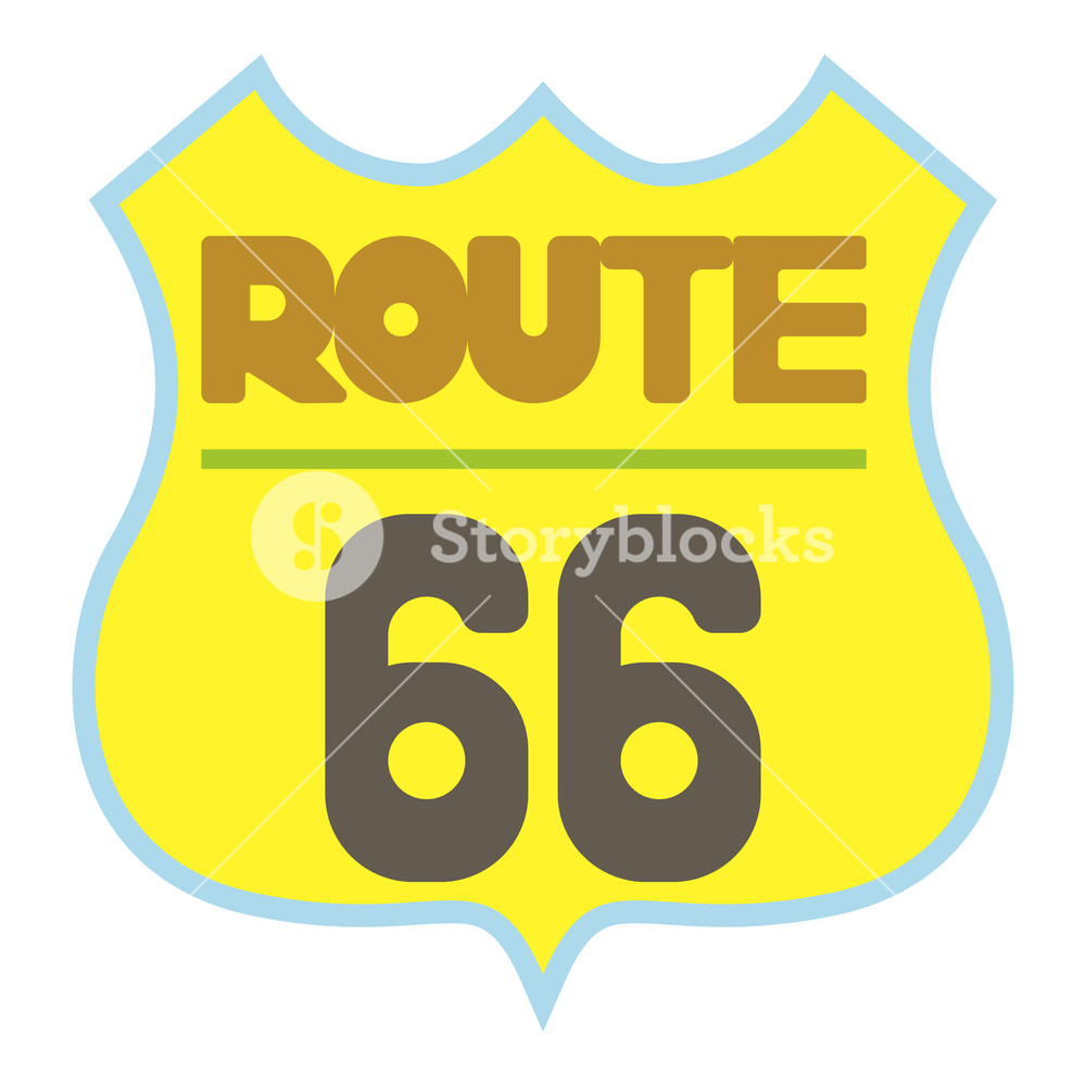 1000x1000 Yellow Route Shield Icon Cartoon Illustration Of Oute