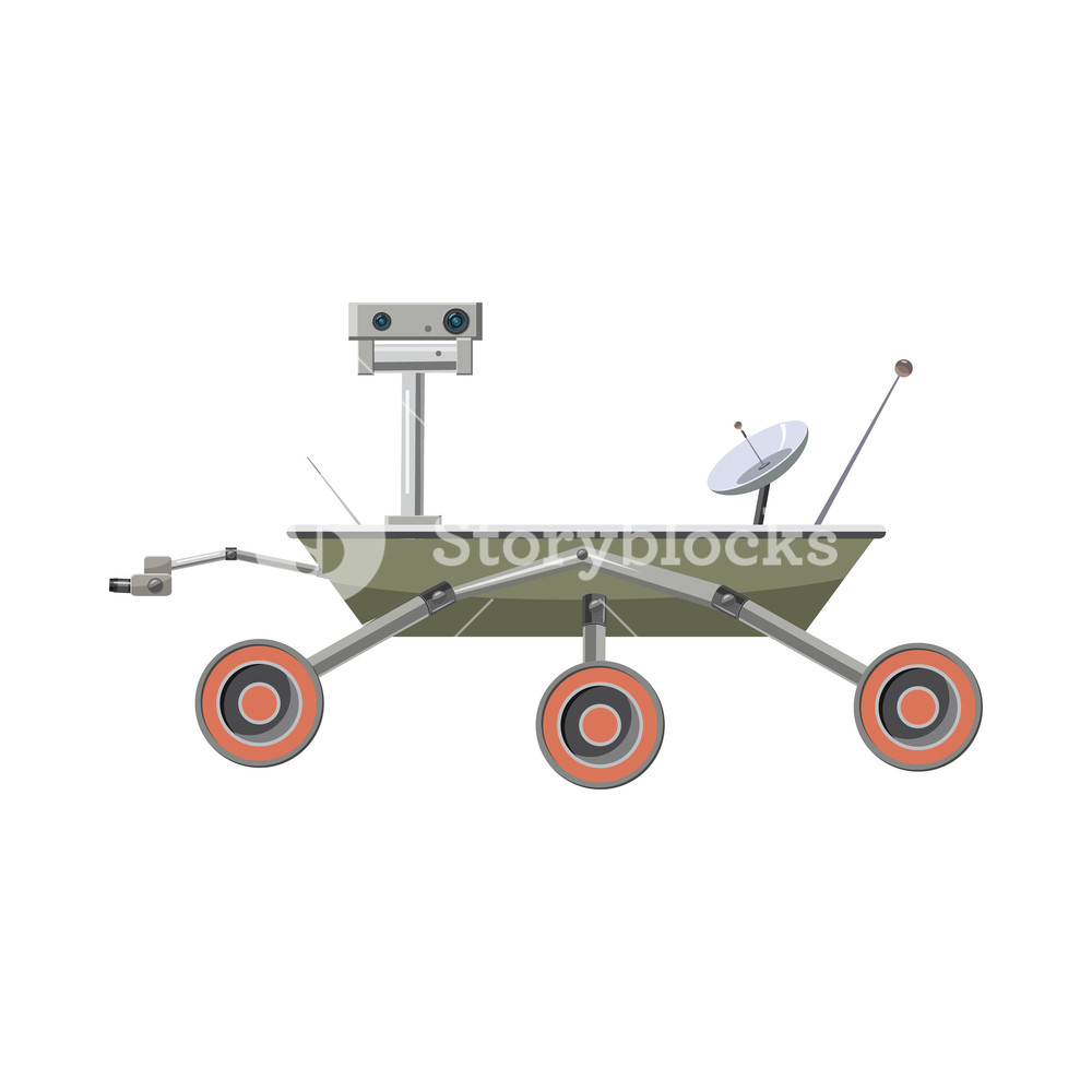 1000x1000 Mars Exploration Rover Icon In Cartoon Style On A White Background