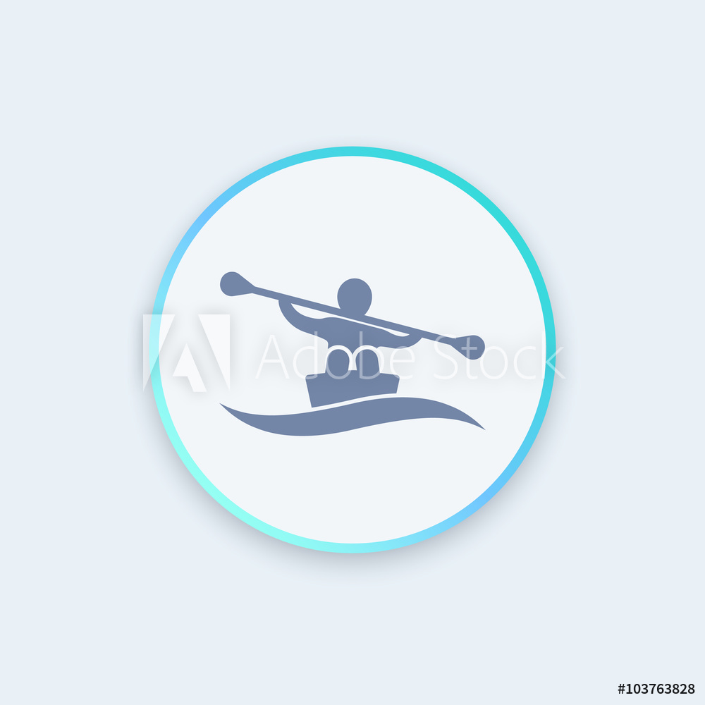1000x1000 Photo Art Print Rowing Icon, Kayaking Round Icon, Rowing Sign