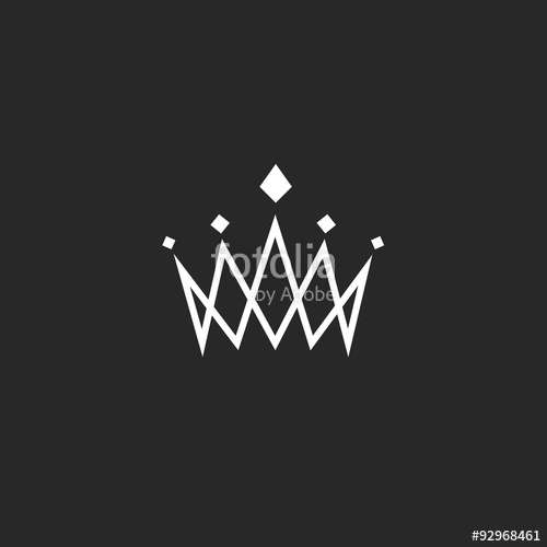 500x500 Crown Design Element, Monogram Abstract Logo, Thin Line Royal Icon