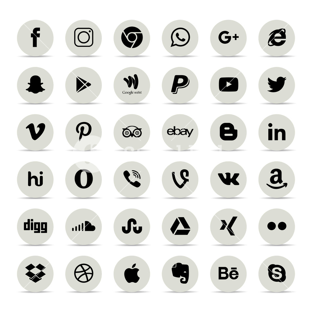 1000x1000 Popular Social Media Icons Such As Facebook, Twitter, Blogger