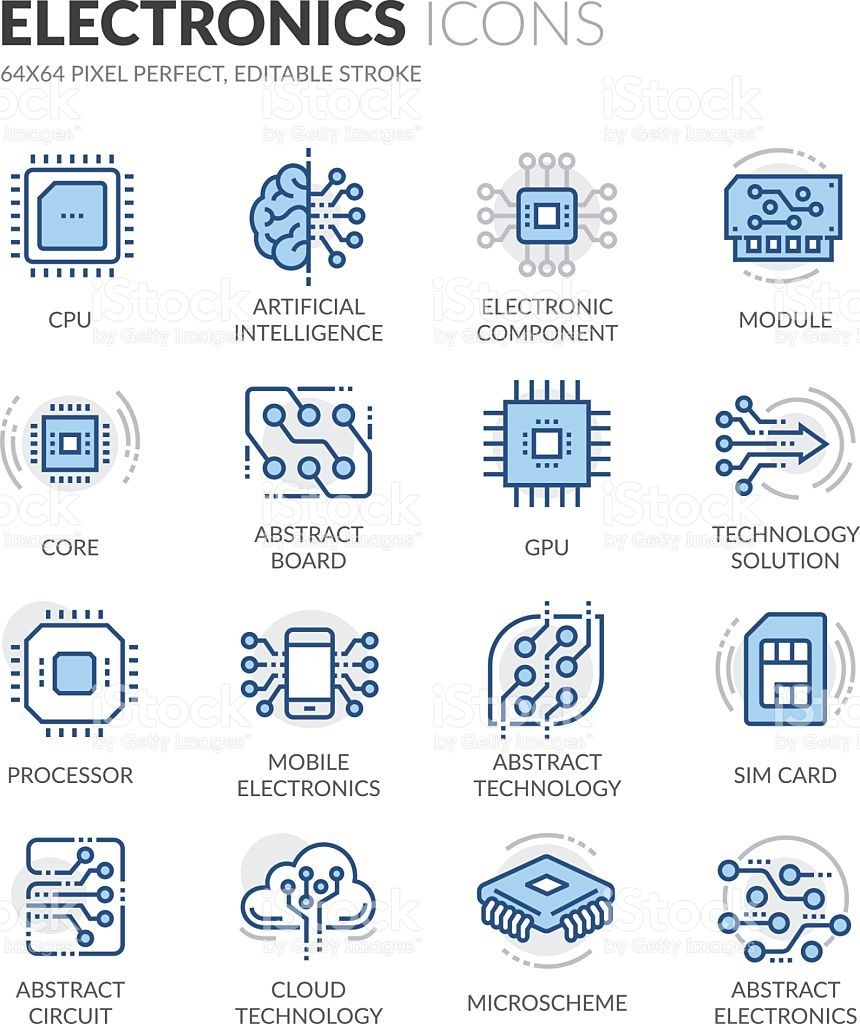 860x1024 Simple Set Of Electronics Related Color Vector Line Icons