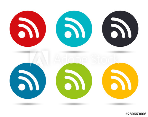 500x396 Rss Feed Icon Flat Round Button Set Illustration Design