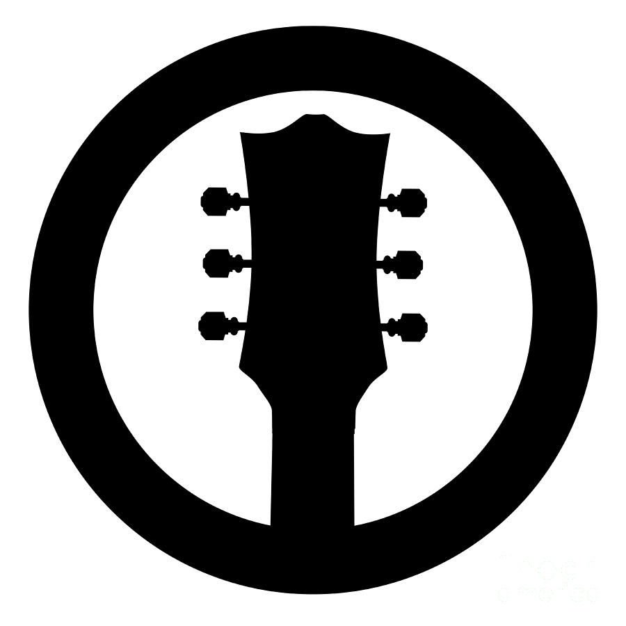 900x900 Guitar Headstock Black Rubber Stamp Icon Digital Art