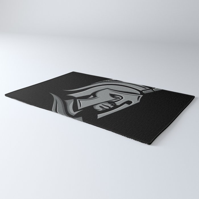 700x700 Spartan Warrior Head Metallic Icon Rug