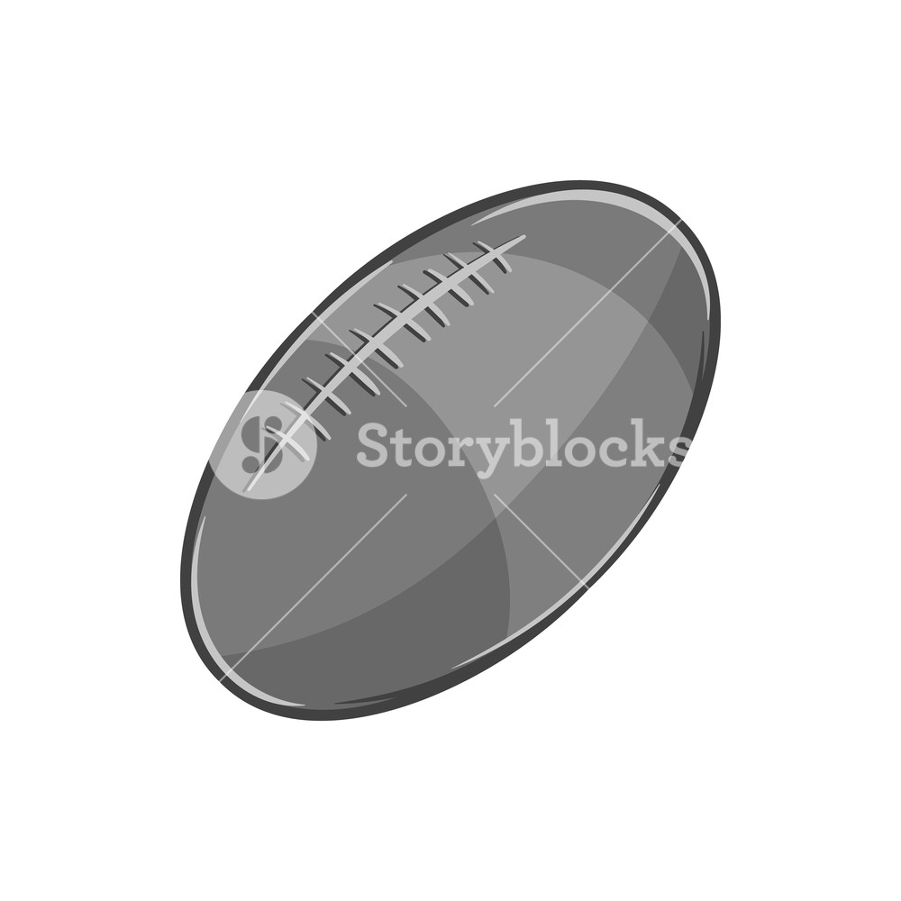 1000x1000 Rugby Ball Icon In Black Monochrome Style Isolated On White