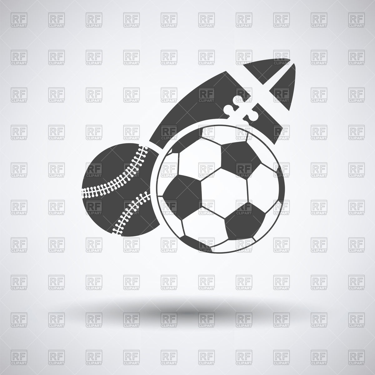 1200x1200 Sport Balls Icon On Gray Background Football, Baseball And Rugby